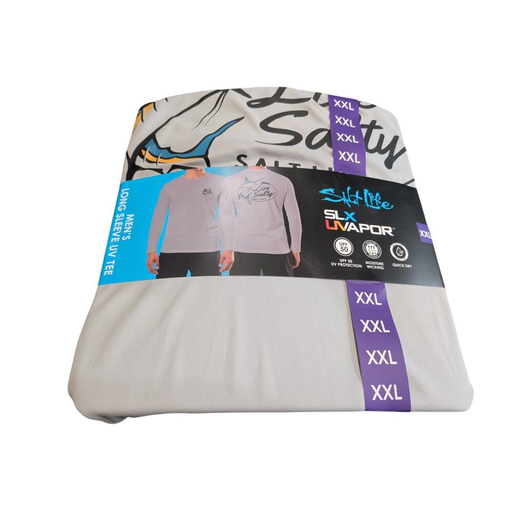Salt Life Men's Long Sleeve UV Tee Grey Size XXL
